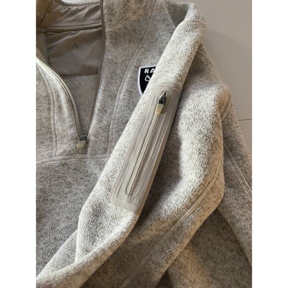 Antigua Oakland Raiders NFL 1/4 Zip Fleece Pullover Oatmeal Cream Size Medium - Picture 10 of 12